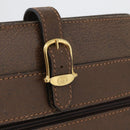 GUCCI Shoulder Bag Leather Brown Gold Auth 170114-18