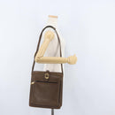 GUCCI Shoulder Bag Leather Brown Gold Auth 170114-28