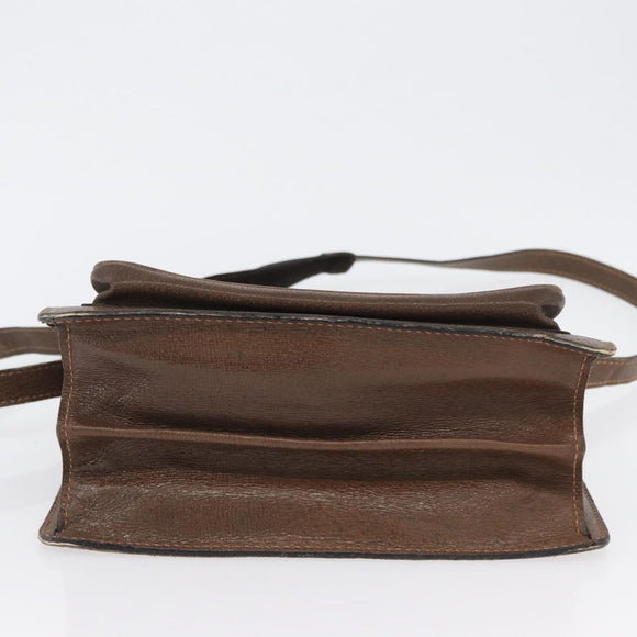 GUCCI Shoulder Bag Leather Brown Gold Auth 170114