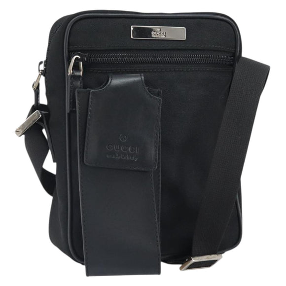 GUCCI Shoulder Bag Nylon Black Silver 018 1619 Auth 170116