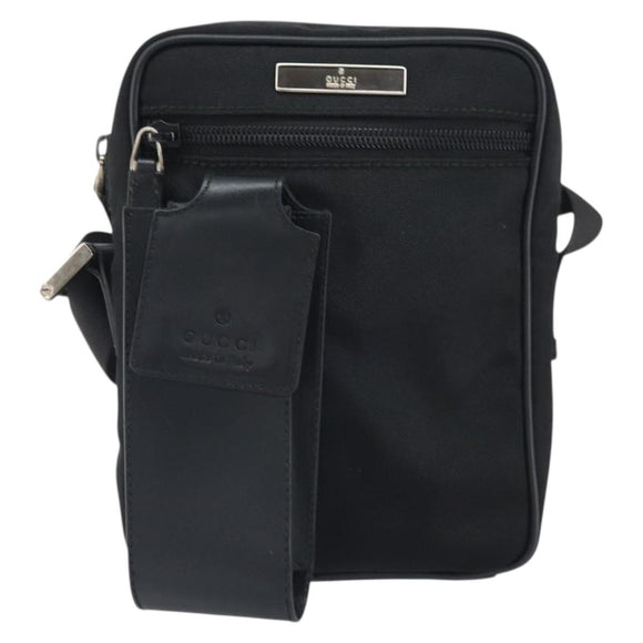 GUCCI Shoulder Bag Nylon Black Silver 018 1619 Auth 170116