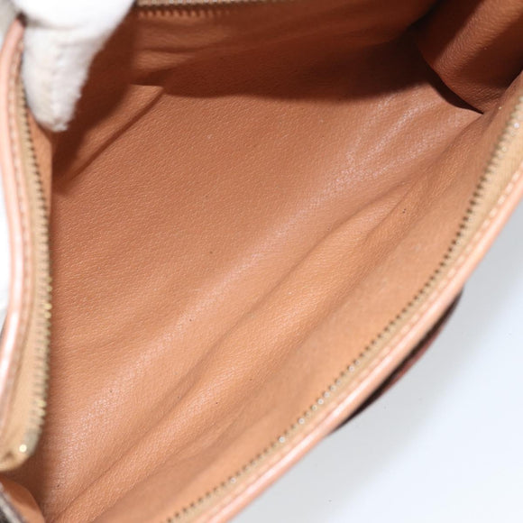 CELINE Macadam Canvas Clutch Bag PVC Leather Brown Gold Auth 170117