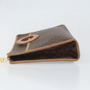 CELINE Macadam Canvas Clutch Bag PVC Leather Brown Gold Auth 170117-5