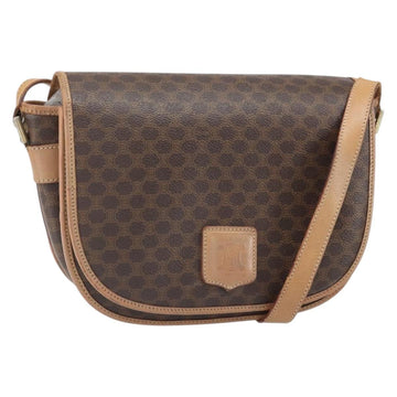 CELINE Macadam Canvas Shoulder Bag PVC Leather Brown Gold Auth 170119