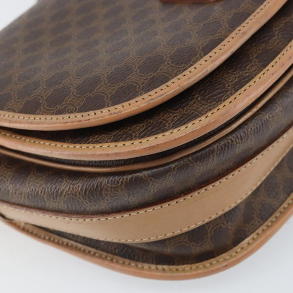 CELINE Macadam Canvas Shoulder Bag PVC Leather Brown Gold Auth 170119