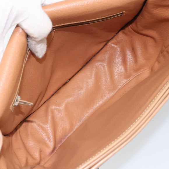 CELINE Macadam Canvas Shoulder Bag PVC Leather Brown Gold Auth 170119