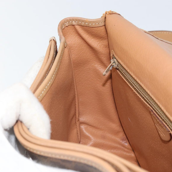 CELINE Macadam Canvas Shoulder Bag PVC Leather Brown Gold Auth 170119