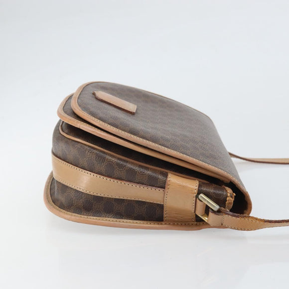 CELINE Macadam Canvas Shoulder Bag PVC Leather Brown Gold Auth 170119