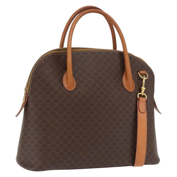 CELINE Macadam Canvas Hand Bag PVC Leather 2way Brown Gold Auth 170120