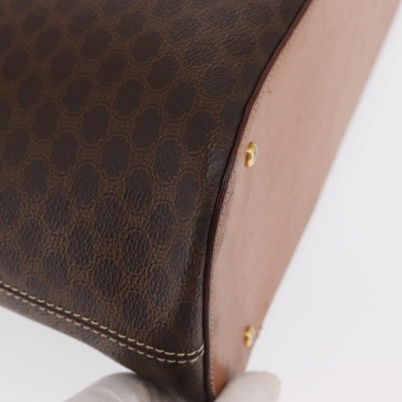 CELINE Macadam Canvas Hand Bag PVC Leather 2way Brown Gold Auth 170120