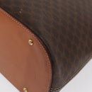 CELINE Macadam Canvas Hand Bag PVC Leather 2way Brown Gold Auth 170120-17
