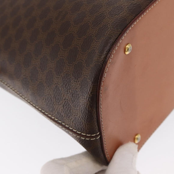 CELINE Macadam Canvas Hand Bag PVC Leather 2way Brown Gold Auth 170120