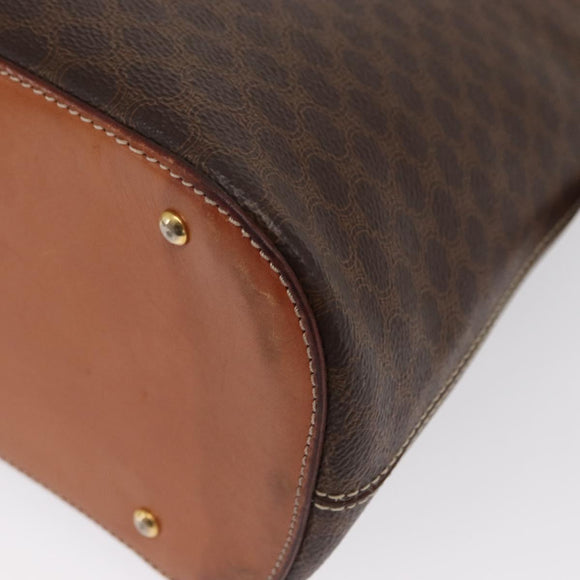 CELINE Macadam Canvas Hand Bag PVC Leather 2way Brown Gold Auth 170120