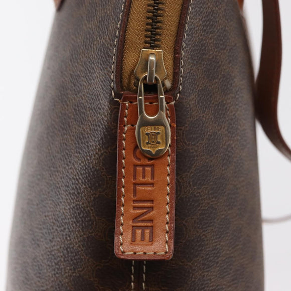 CELINE Macadam Canvas Hand Bag PVC Leather 2way Brown Gold Auth 170120