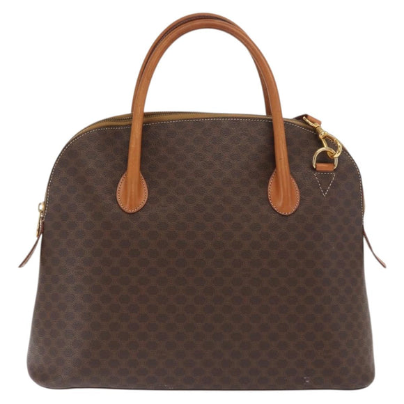 CELINE Macadam Canvas Hand Bag PVC Leather 2way Brown Gold Auth 170120