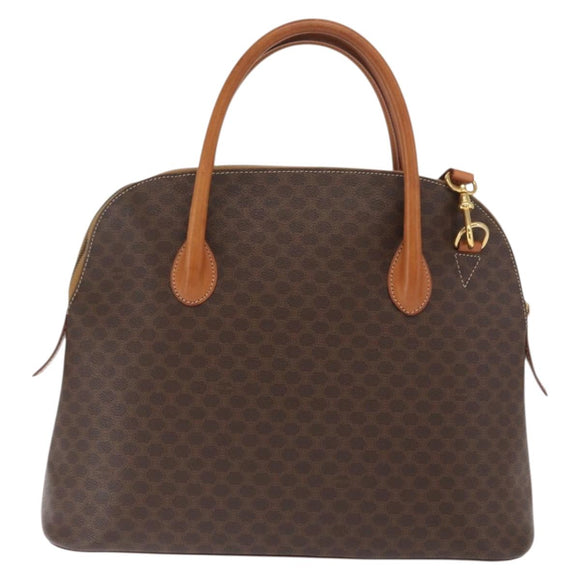 CELINE Macadam Canvas Hand Bag PVC Leather 2way Brown Gold Auth 170120