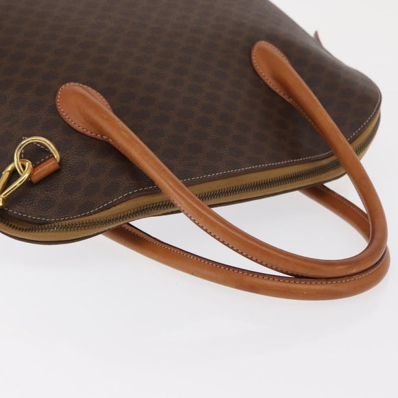 CELINE Macadam Canvas Hand Bag PVC Leather 2way Brown Gold Auth 170120