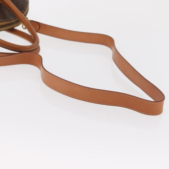 CELINE Macadam Canvas Hand Bag PVC Leather 2way Brown Gold Auth 170120