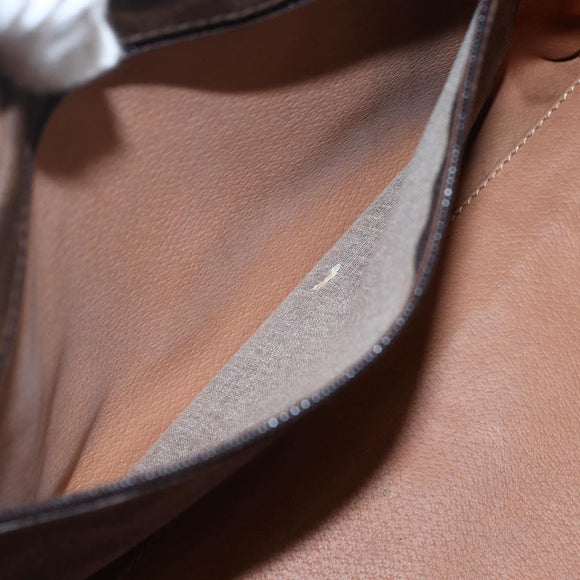 CELINE Macadam Canvas Boston Bag PVC Leather Brown Gold Auth 170121