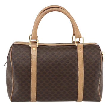 CELINE Macadam Canvas Boston Bag PVC Leather Brown Gold Auth 170121 - 0