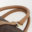 CELINE Macadam Canvas Boston Bag PVC Leather Brown Gold Auth 170121-8