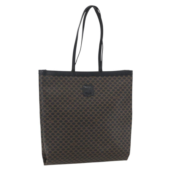 CELINE Macadam Canvas Hand Bag PVC Leather Black Gold Auth 170122