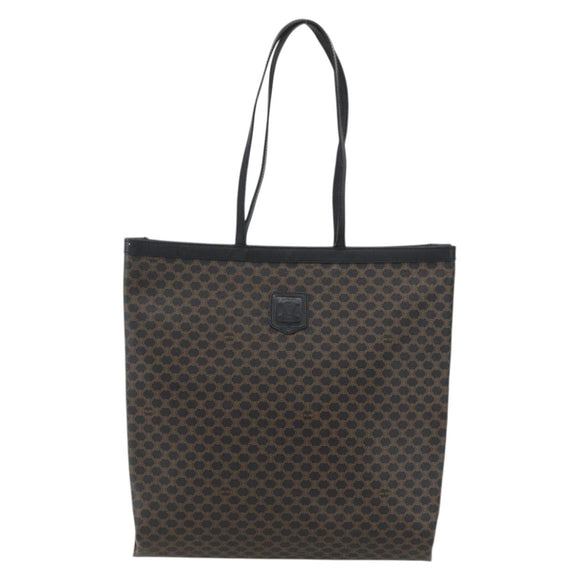 CELINE Macadam Canvas Hand Bag PVC Leather Black Gold Auth 170122