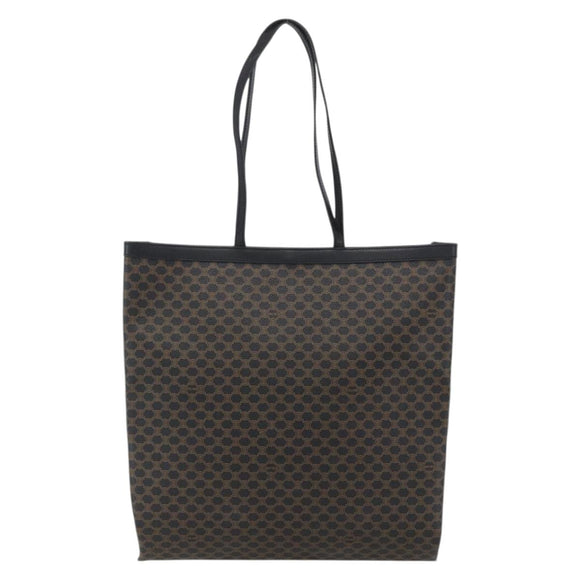 CELINE Macadam Canvas Hand Bag PVC Leather Black Gold Auth 170122