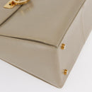 Salvatore Ferragamo Gancini Hand Bag Leather Beige Gold Auth 170123-9