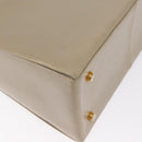 Salvatore Ferragamo Gancini Hand Bag Leather Beige Gold Auth 170123-15