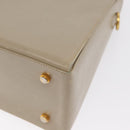 Salvatore Ferragamo Gancini Hand Bag Leather Beige Gold Auth 170123-16
