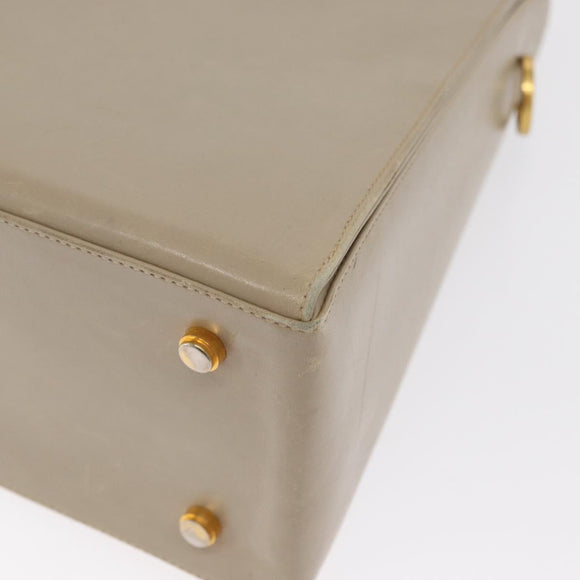 Salvatore Ferragamo Gancini Hand Bag Leather Beige Gold Auth 170123