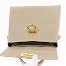 Salvatore Ferragamo Gancini Hand Bag Leather Beige Gold Auth 170123-10