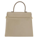 Salvatore Ferragamo Gancini Hand Bag Leather Beige Gold Auth 170123-2