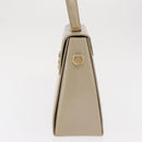 Salvatore Ferragamo Gancini Hand Bag Leather Beige Gold Auth 170123-3