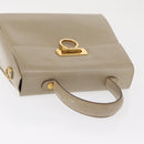 Salvatore Ferragamo Gancini Hand Bag Leather Beige Gold Auth 170123-6
