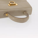 Salvatore Ferragamo Gancini Hand Bag Leather Beige Gold Auth 170123-7