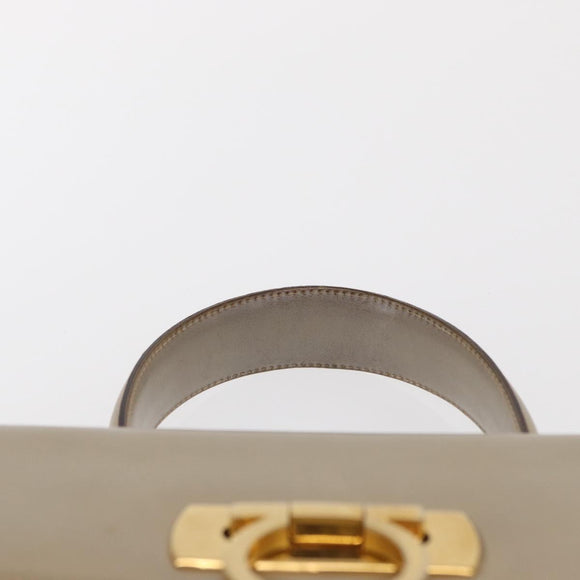Salvatore Ferragamo Gancini Hand Bag Leather Beige Gold Auth 170123