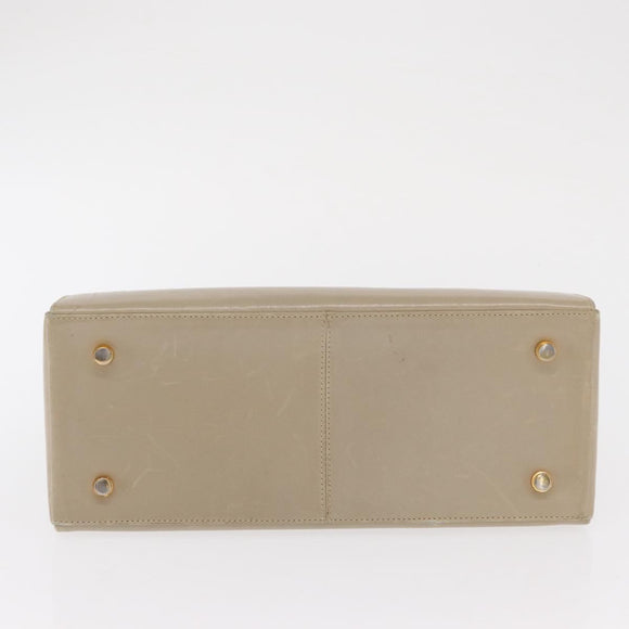 Salvatore Ferragamo Gancini Hand Bag Leather Beige Gold Auth 170123