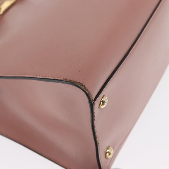 Salvatore Ferragamo Vala Hand Bag Leather 2way Pink Gold Auth 170124