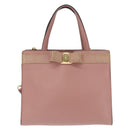 Salvatore Ferragamo Vala Hand Bag Leather 2way Pink Gold Auth 170124-2