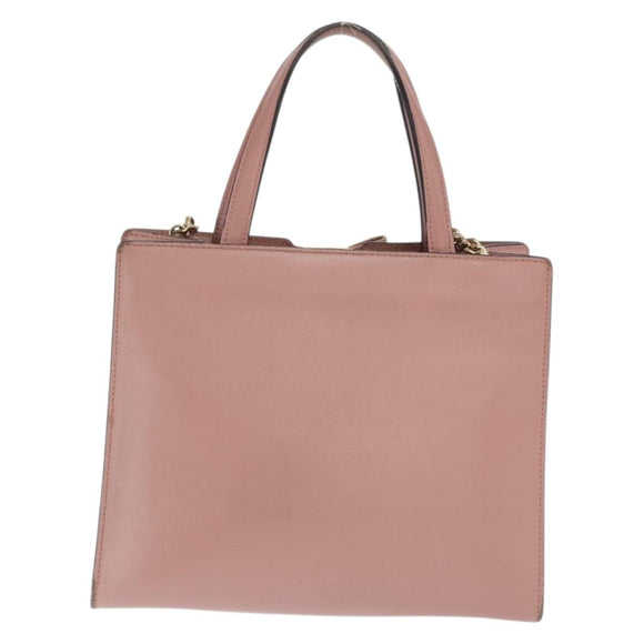 Salvatore Ferragamo Vala Hand Bag Leather 2way Pink Gold Auth 170124