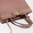Salvatore Ferragamo Vala Hand Bag Leather 2way Pink Gold Auth 170124-7