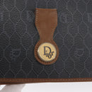 Christian Dior Honeycomb Canvas Chain Shoulder Bag PVC Black Gold Auth 170125-17