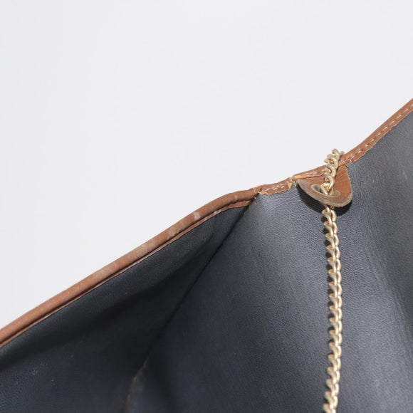 Christian Dior Honeycomb Canvas Chain Shoulder Bag PVC Black Gold Auth 170125