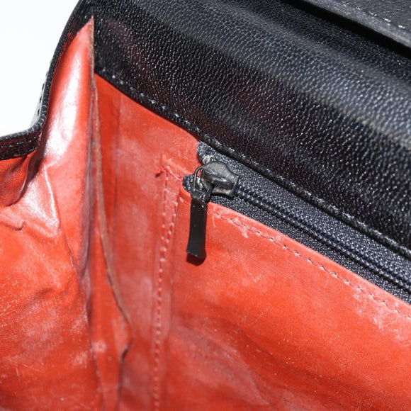 SAINT LAURENT Shoulder Bag Leather Black Gold Auth 170129
