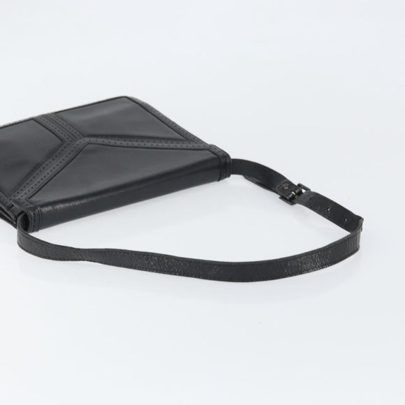 SAINT LAURENT Shoulder Bag Leather Black Gold Auth 170129