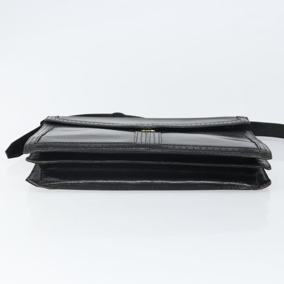 SAINT LAURENT Shoulder Bag Leather Black Gold Auth 170129