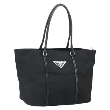 PRADA Tote Bag Nylon Black Silver Auth 170131