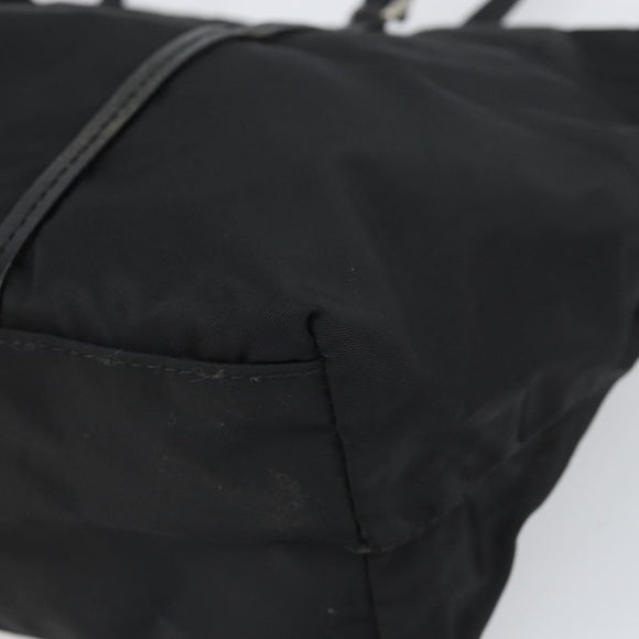 PRADA Tote Bag Nylon Black Silver Auth 170131